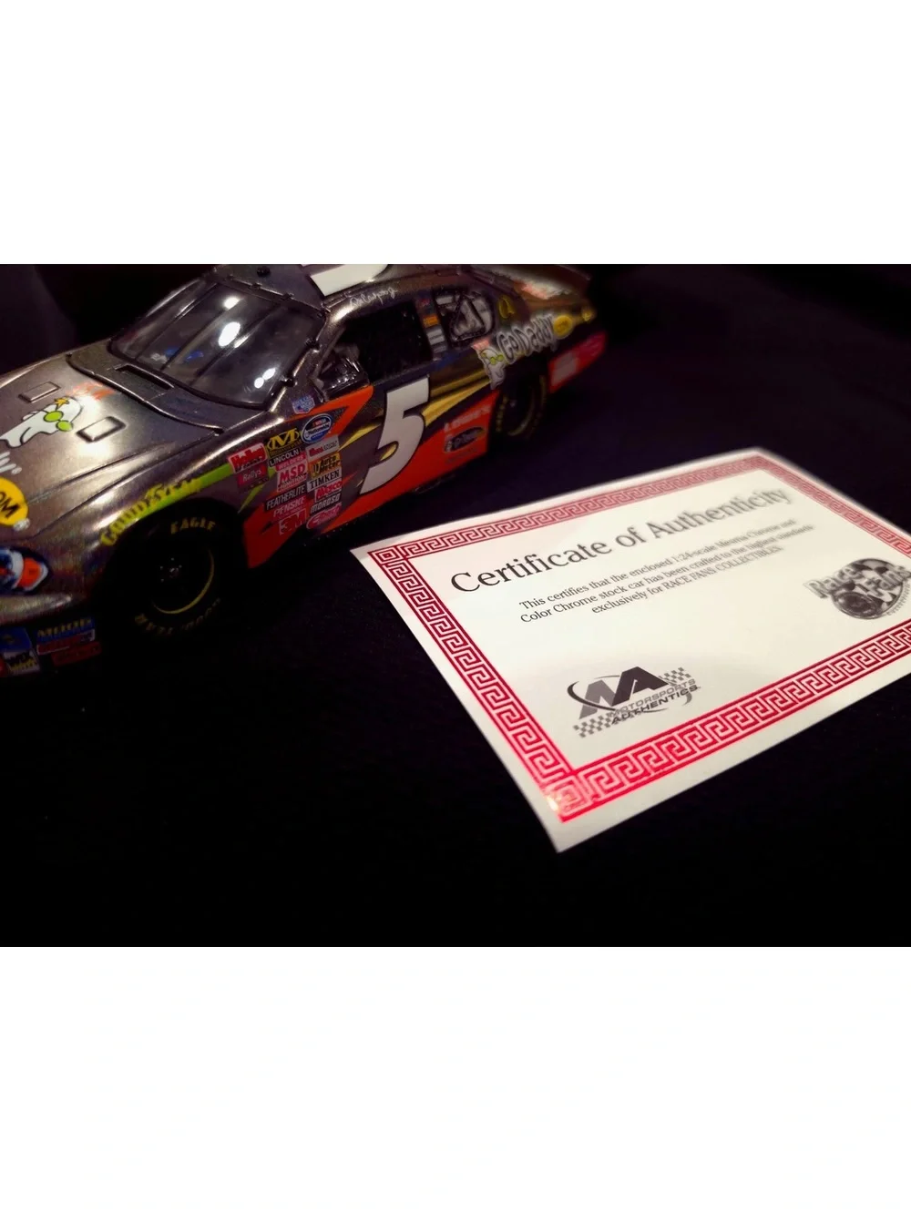 1:24 Scale Mesma Chrome and Color Chrome Stock Car with Certificate of Authentic